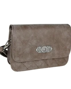 Gesteppte Handtasche "Fabia" mit Trachten Applikation | Dunkelbraun