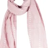 Halstuch Schal Unifarben mit Herzen und Glitzer Streifen 185 x 70 cm | Rosa