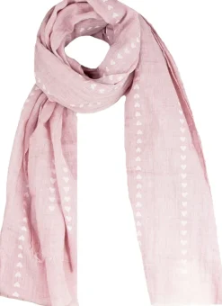 Halstuch Schal Unifarben mit Herzen und Glitzer Streifen 185 x 70 cm | Rosa