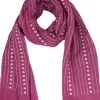 Halstuch Schal Unifarben mit Herzen und Glitzer Streifen 185 x 70 cm | Beere
