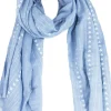 Halstuch Schal Unifarben mit Herzen und Glitzer Streifen 185 x 70 cm | Hellblau