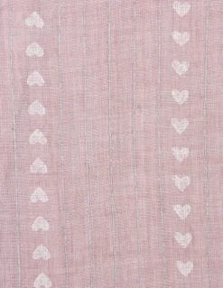 Halstuch Schal Unifarben mit Herzen und Glitzer Streifen 185 x 70 cm | Rosa