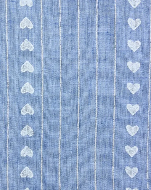 Halstuch Schal Unifarben mit Herzen und Glitzer Streifen 185 x 70 cm | Hellblau
