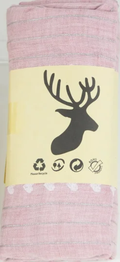 Halstuch Schal Unifarben mit Herzen und Glitzer Streifen 185 x 70 cm | Rosa
