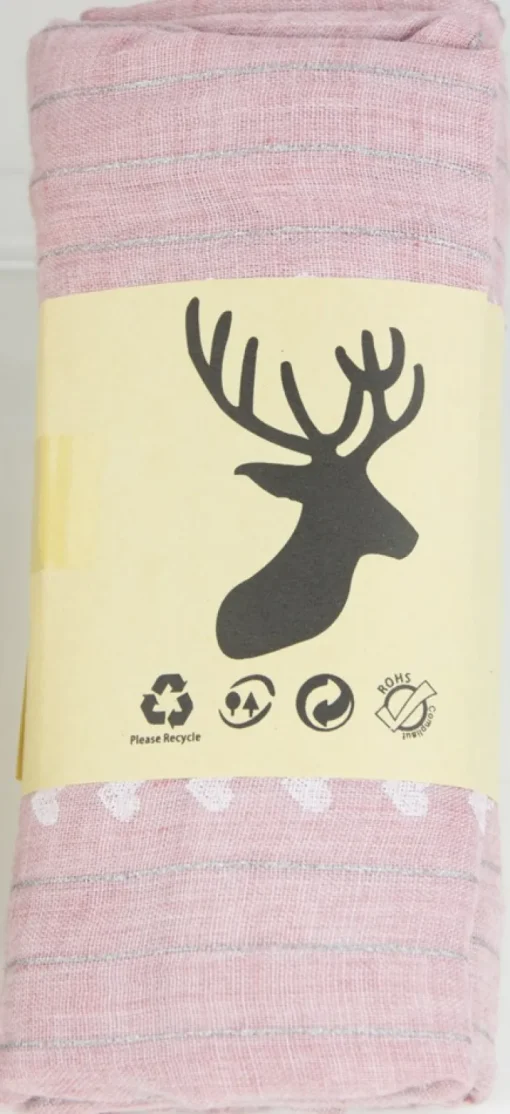 Halstuch Schal Unifarben mit Herzen und Glitzer Streifen 185 x 70 cm | Rosa