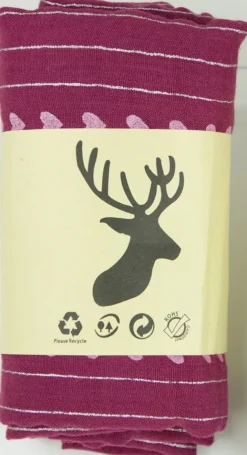 Halstuch Schal Unifarben mit Herzen und Glitzer Streifen 185 x 70 cm | Beere