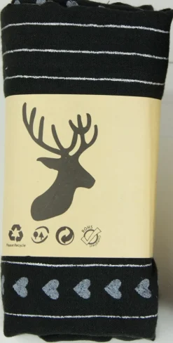 Halstuch Schal Unifarben mit Herzen und Glitzer Streifen 185 x 70 cm | Schwarz