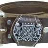 Herren Trachten Ledergürtel - Dunkelbraun mit Bayern Wappen und Ziernaht