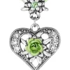 Herz Trachten Halskette mit Rose und Edelweiß | Hellgrün