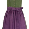 Hiebaum Damen Dirndl "Isalie" - Traditionell | Grün Lila 60cm