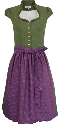 Hiebaum Damen Dirndl "Isalie" - Traditionell | Grün Lila 60cm