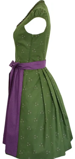Hiebaum Damen Dirndl "Isalie" - Traditionell | Grün Lila 60cm