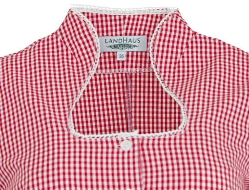 Hiebaum Damen Langarm Trachten Bluse "Nora" | Rot