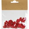 Holz Streudeko Herzen Rot 24 Stck. - Ø 1,5 cm | 08268 - Hochzeit Tischdekoration