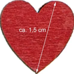 Holz Streudeko Herzen Rot 24 Stck. - Ø 1,5 cm | 08268 - Hochzeit Tischdekoration