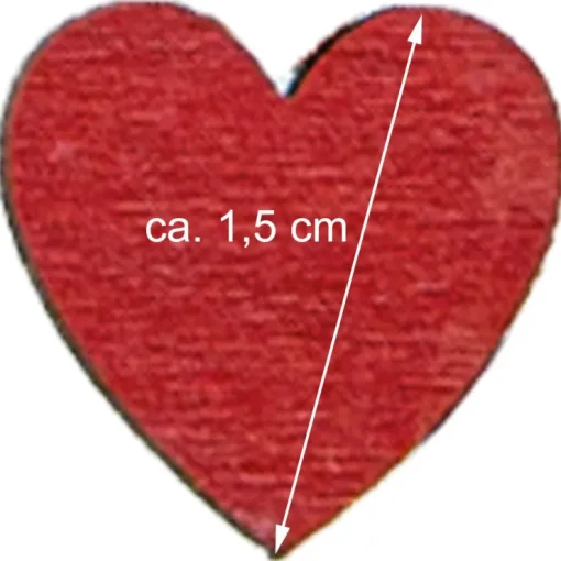Holz Streudeko Herzen Rot 24 Stck. - Ø 1,5 cm | 08268 - Hochzeit Tischdekoration