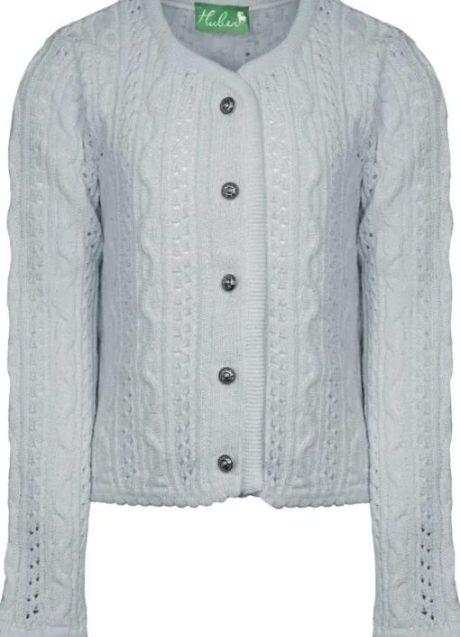 Huber Trachten Strickjacke "Alia" für Mädchen | Silber Grau