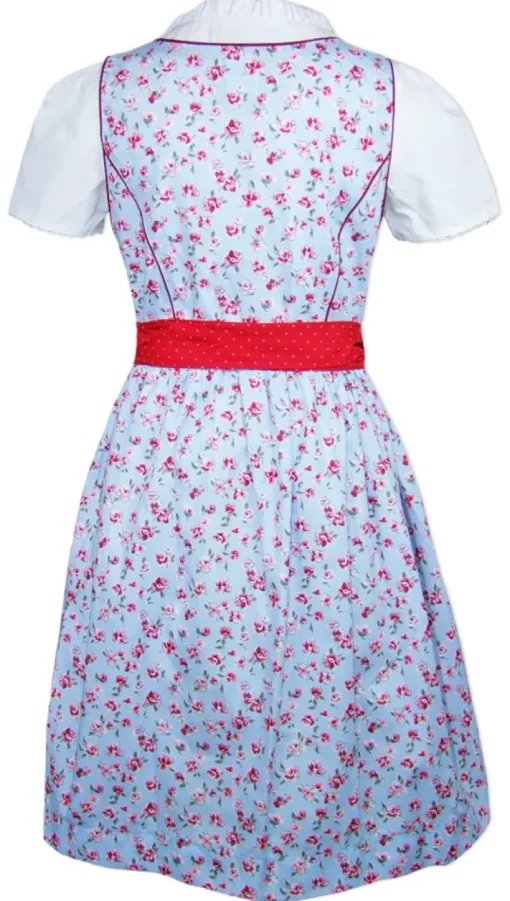 Isar-Trachten Dirndl "Paula" 3-tlg. mit Bluse 64296 | Hellblau Rot