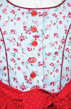 Isar-Trachten Dirndl "Paula" 3-tlg. mit Bluse 64296 | Hellblau Rot