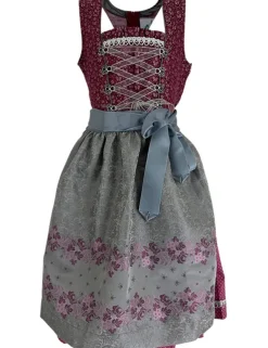 Isar-Trachten Jugend Dirndl "Karina" 44732 | Bordeaux Silbergrau
