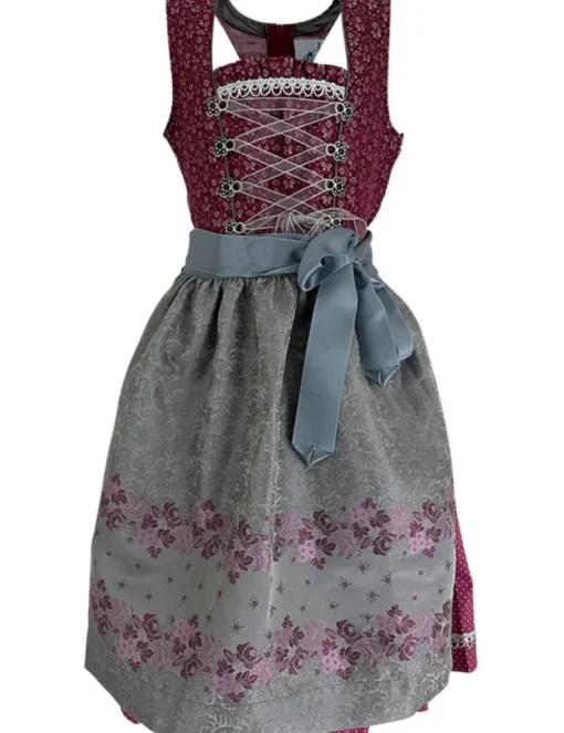 Isar-Trachten Jugend Dirndl "Karina" 44732 | Bordeaux Silbergrau
