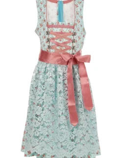 Isar-Trachten Jugend Dirndl "Sandra" mit Spitzenschürze 44772 | Hellblau Rosa