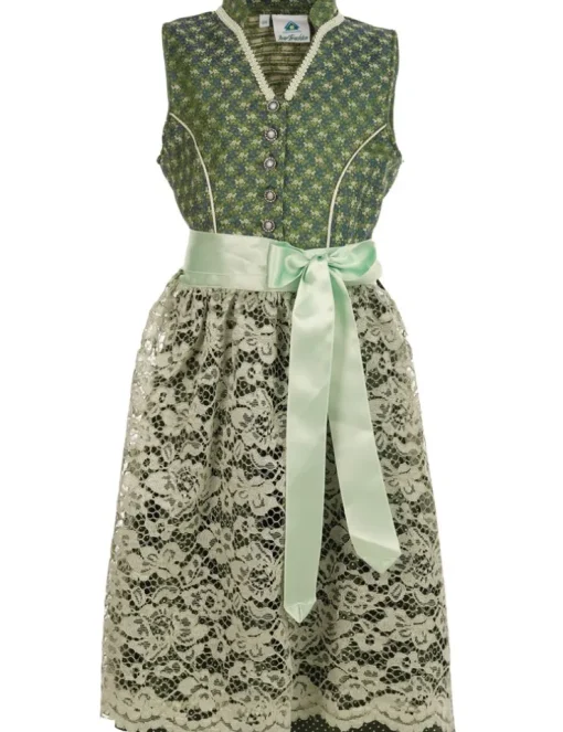 Isar-Trachten Jugend Dirndl "Smaragd" Spitzenschürze 44712 | Grün