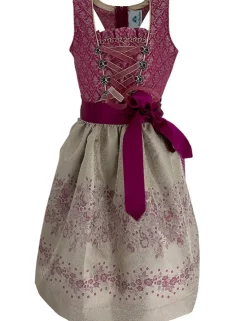 Isar-Trachten Jugend Dirndl "Beata" Blümchenmuster 43633 | Beere Champagner