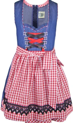 Isar-Trachten Jugend Dirndl "Laura" Jeanslook 44937 | Blau Rot