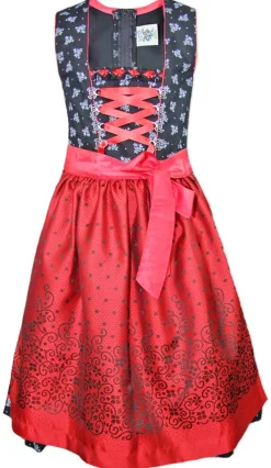 Isar-Trachten Jugend Dirndl "Ava" 2-tlg. | Schwarz Rot