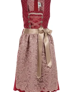 Isar-Trachten Jugend Dirndl "Vanessa" Spitzenschürze 64641 | Bordeaux Altrosa