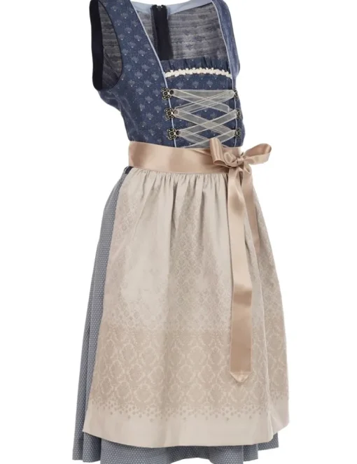 Isar-Trachten Jugend Dirndl "Marina" 44782 | Festlich Kinderkleid - Blau Silbergrau