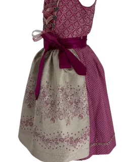 Isar-Trachten Jugend Dirndl "Beata" Blümchenmuster 43633 | Beere Champagner