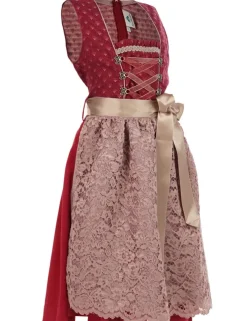 Isar-Trachten Jugend Dirndl "Vanessa" Spitzenschürze 64641 | Bordeaux Altrosa