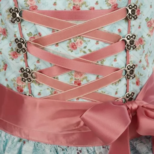 Isar-Trachten Jugend Dirndl "Sandra" mit Spitzenschürze 44772 | Hellblau Rosa