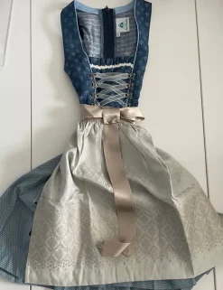 Isar-Trachten Jugend Dirndl "Marina" 44782 | Festlich Kinderkleid - Blau Silbergrau