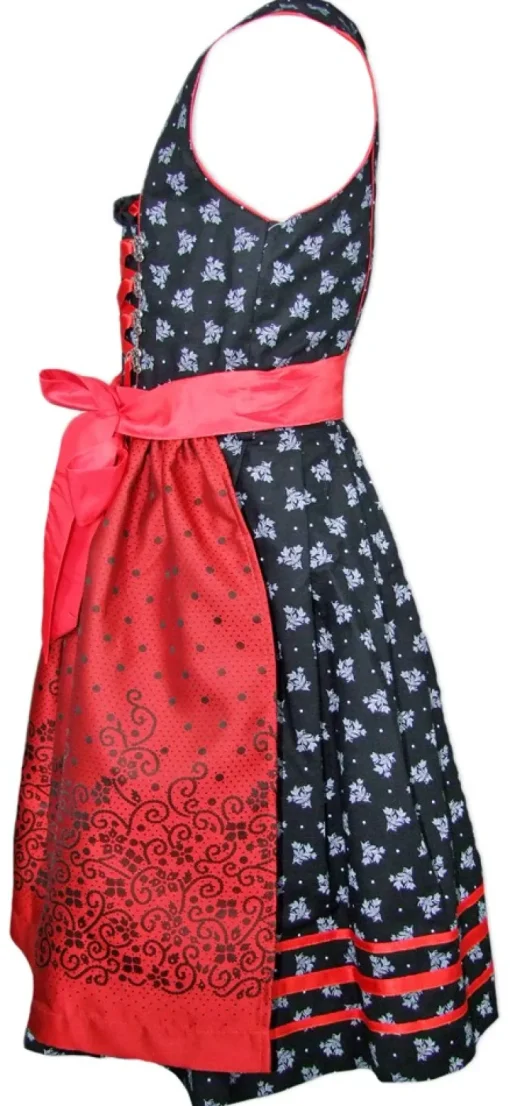 Isar-Trachten Jugend Dirndl "Ava" 2-tlg. | Schwarz Rot
