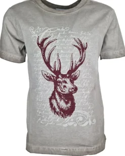 Isar-Trachten Jungen T-Shirt mit Hirschmotiv 52780 | Hellgrau