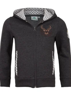 Isar-Trachten Kapuzenjacke für Kinder 57301 | Sweatjacke Anthrazit