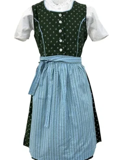 Isar-Trachten Kinder Dirndl "Lotte" 3-tlg. mit Bluse 52418 | Grün Blau