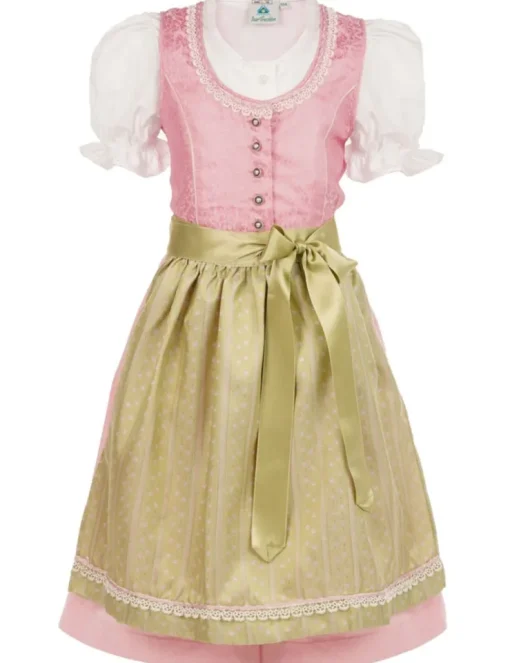Isar-Trachten Kinder Dirndl "Prinzess" 3-tlg. mit Bluse 43102 | Festlich - Rosa Grün
