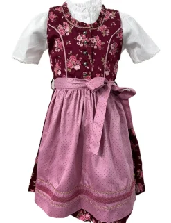 Isar-Trachten Kinder Dirndl "Emma" 3-tlg. mit Bluse 63102 | Beere Rosa