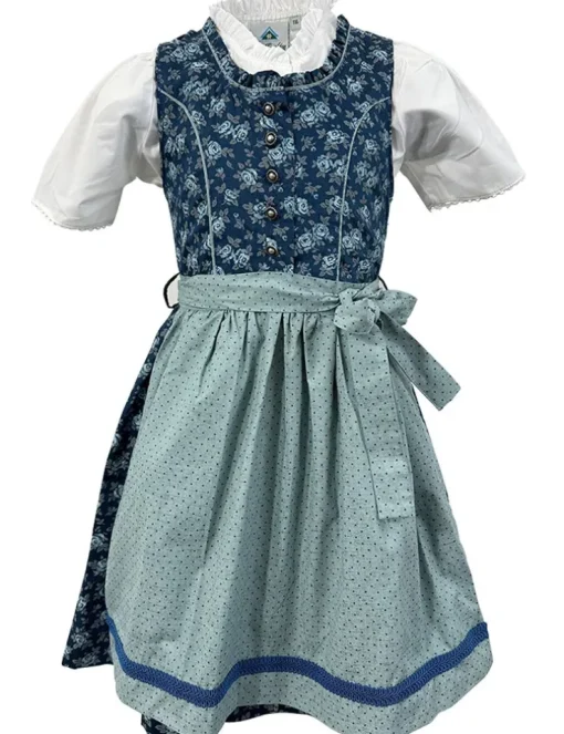 Isar-Trachten Kinder Dirndl "Emma" 3-tlg. mit Bluse 63112 | Blau