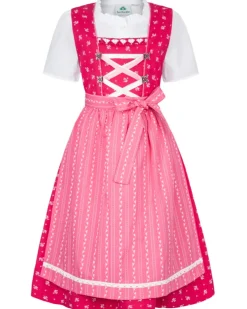 Isar-Trachten Kinder Dirndl "Victoria" 3-tlg. mit Bluse 52415 | Pink Rosa
