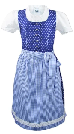 Isar-Trachten Kinder Dirndl "Melanie" 3-tlg. mit Bluse 64376 | Traditionell Blau