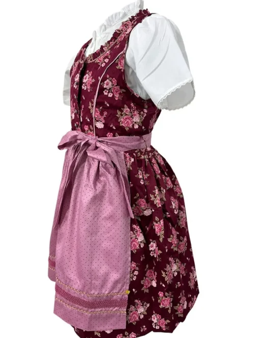 Isar-Trachten Kinder Dirndl "Emma" 3-tlg. mit Bluse 63102 | Beere Rosa