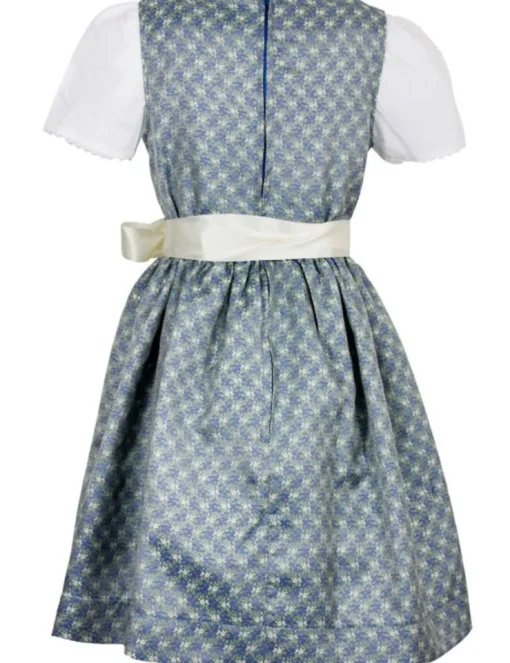 Isar-Trachten Kinder Dirndl "Sarah" 3-tlg. mit Bluse Spitzenschürze 63202 | Blau Creme