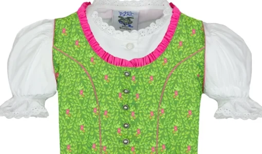 Isar-Trachten Kinder Dirndl "Mandy" 3-tlg. mit Bluse 64143 | Festlich Pink Grün