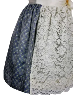 Isar-Trachten Kinder Dirndl "Sarah" 3-tlg. mit Bluse Spitzenschürze 63202 | Blau Creme