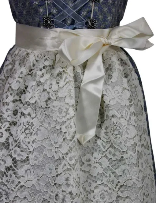 Isar-Trachten Kinder Dirndl "Sarah" 3-tlg. mit Bluse Spitzenschürze 63202 | Blau Creme